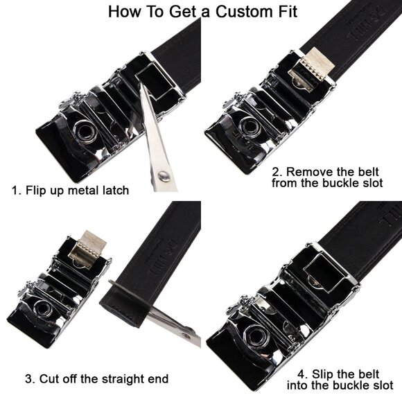 Dark Coffee Belt Automatic Buckle Slide Belts No Hole Strep Ratchet Leather‎ New - Picture 3 of 3